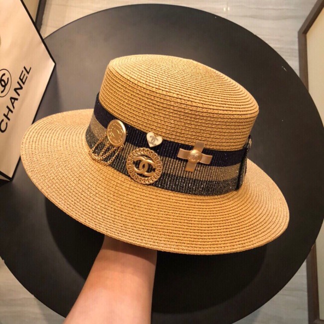 Chanel Womens Hats Luxury Brand Straw Hat with Original Box