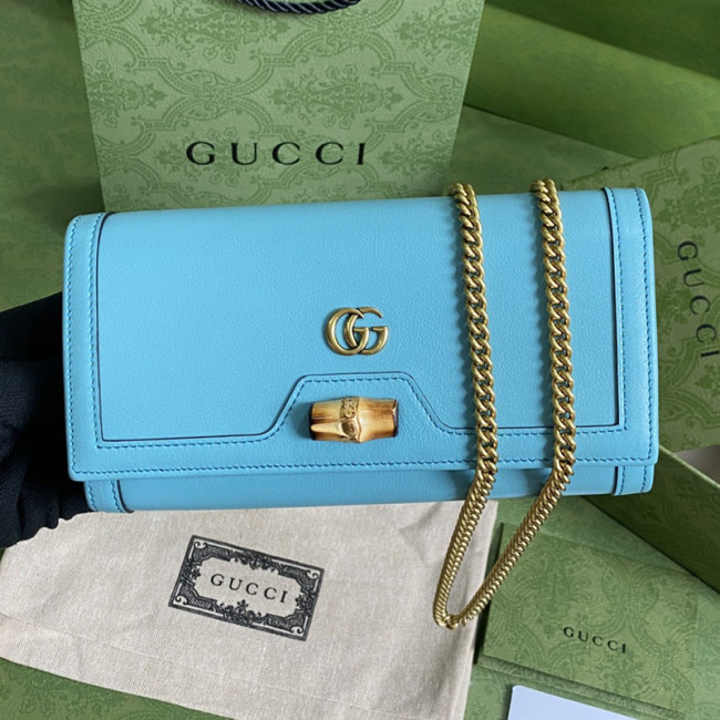 Gucci Womens Mens Bags Wallets Luxury Brand Gucci Diana chain wallet with bamboo in leather with Original Box 658243 17Q0T 9022 Whatapp