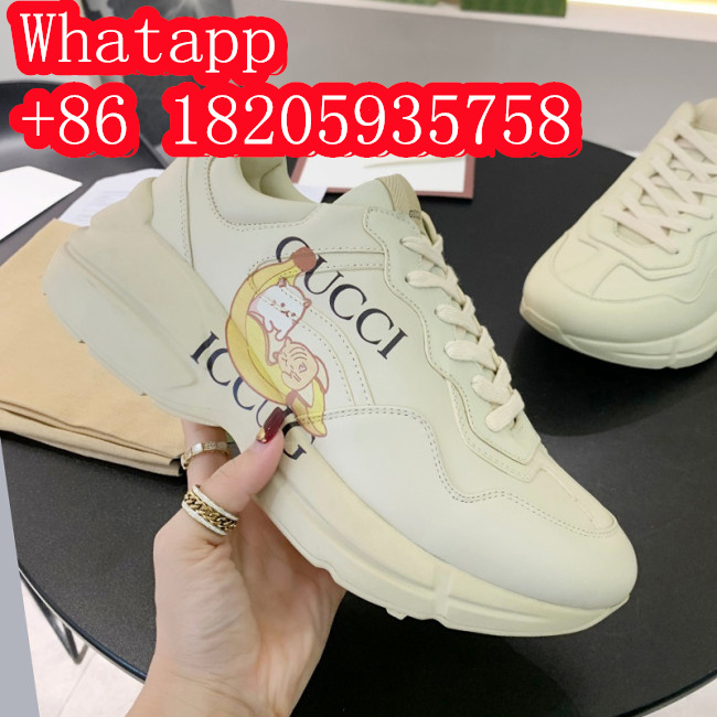 Gucci Mens Shoes Sneakers Luxury Brand Men's Rhyton leather sneaker with Original Box Whatapp