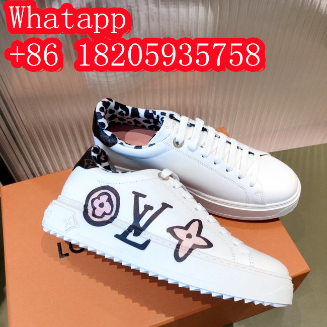 Louis Vuitton Women Shoes Sneakers Lace-Up Luxury Brand Fashion TIME OUT SNEAKER White Monogram-debossed calf leather with Original Box 1A93XQ Whatapp