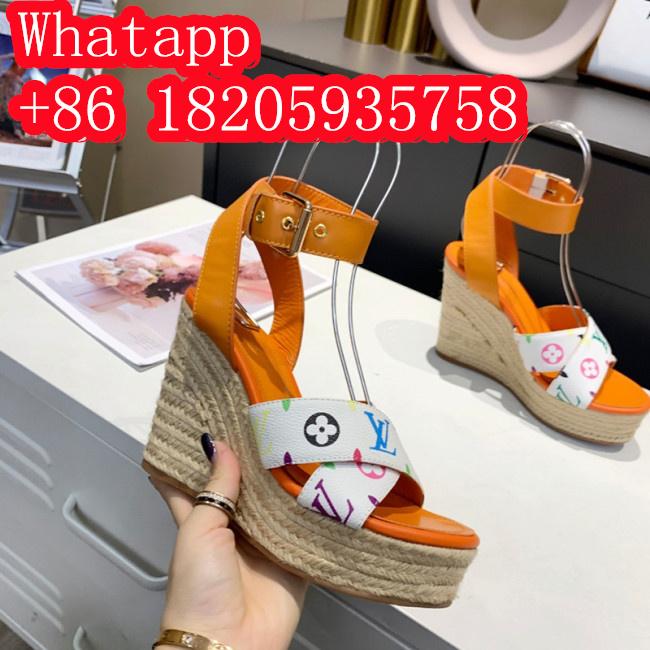 Louis Vuitton Womens Shoes STARBOARD WEDGE SANDAL Luxury Brand with Original Box Whatapp