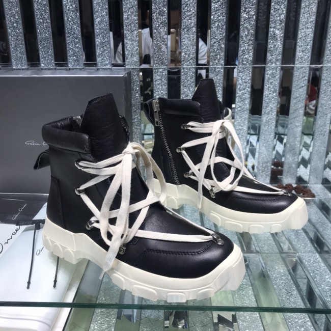 Rick Owens Men Shoes Sneakers Leather High-Top Breathable Mens Casual Shoes Ankle Boots with Original Box Whatapp