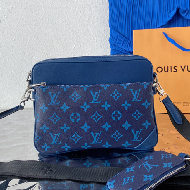 Louis Vuitton Mens Shoulder Bags Luxury Brand Fashion Type TRIO MESSENGER Cobalt Blue Monogram coated canvas and Taiga cowhide leather with Original Box M30848 Whatapp