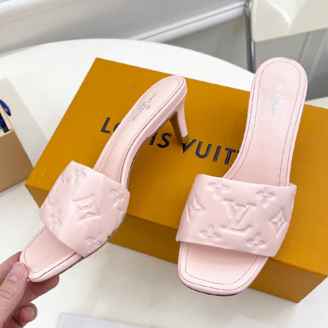 Louis Vuitton Womens Shoes Sandals Slippers Luxury Brand REVIVAL MULE 1A9P06 Pink Monogram-embossed lambskin with Original Box 5.5cm Heel Whatapp