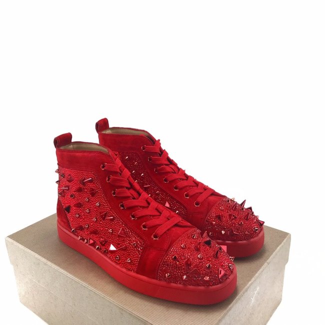 Christian Louboutin Mens Shoes Luxury Brand Red Bottom Design Louis Junior Spikes Flat with Original Box CL sneakers Whatapp