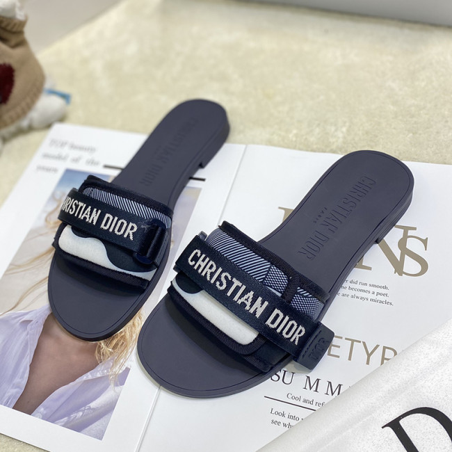 Dior Womens Shoes Sandals Slippers Slide Luxury Brand DIO(R)EVOLUTION SLIDE Shiny Technical Fabric with Dior Oblique Print with Original Box Whatapp