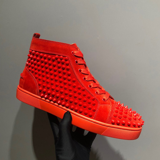 Christian Louboutin Mens Shoes Luxury Brand Red Bottom Design Louis Junior Spikes Flat with Original Box CL sneakers Whatapp