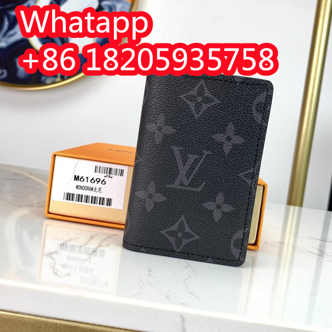 Louis Vuitton Mens Wallets Purse Luxury Brand Designer POCKET ORGANIZER Monogram Eclipse Canvas with Original Box M61696 Whatapp