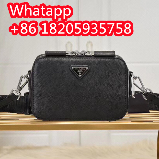 Prada Mens Bags Shoulder Messenger Bags Handbags Luxury Brand Black Saffiano leather Prada Brique bag with Original Box 2VH070_9Z2_F0002_V_EMI Whatapp