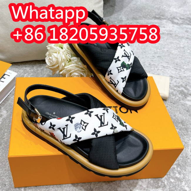 Louis Vuitton Womens Shoes Sandals Slippers Luxury Brand Louis Vuitton POOL PILLOW COMFORT SANDAL Recycled, printed nylon with Original Box 1A9PP5 Whatapp