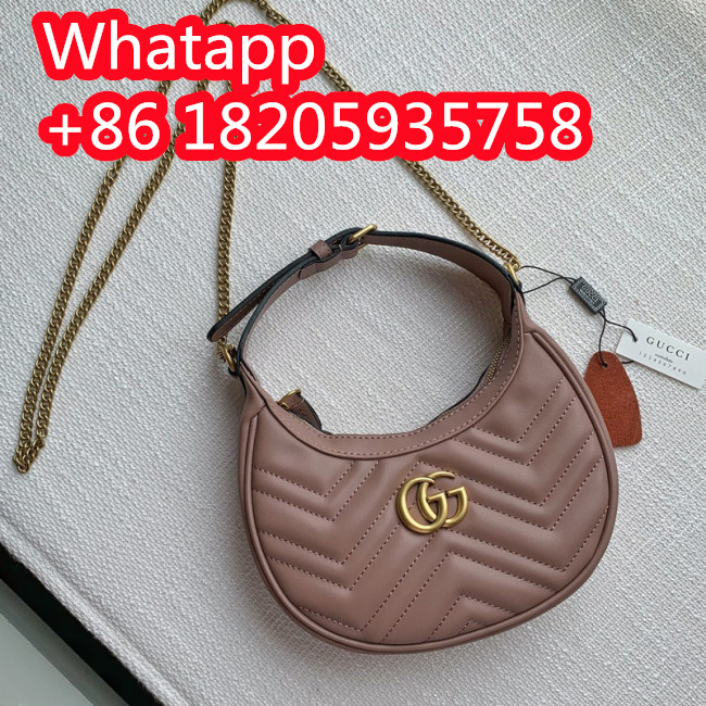 Gucci Womens Bags Shoulder HandBags Luxury Brand Gucci GG Marmont half-moon-shaped mini bag in leather with Original Box 699514 DTDHT 9022 Whatapp