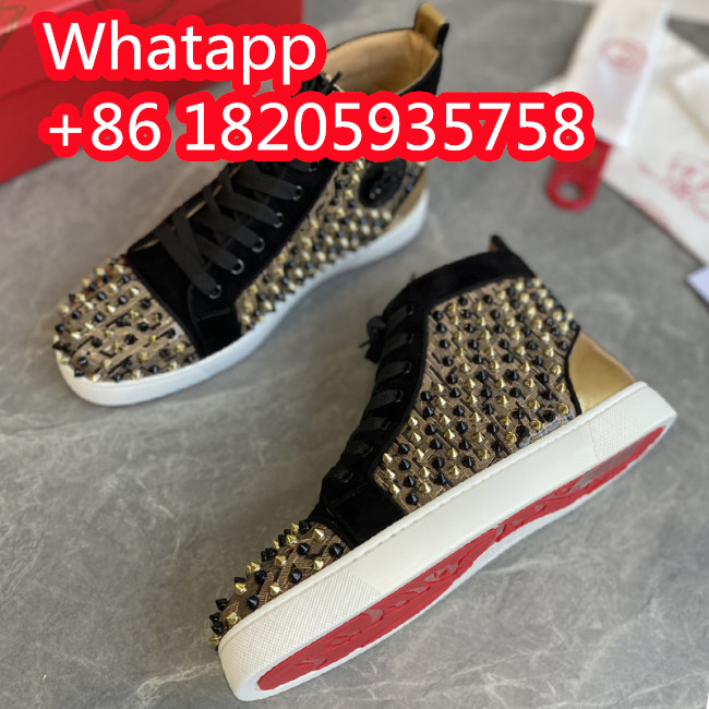 Christian Louboutin Mens Shoes Luxury Brand Red Bottom Design Louis Junior Spikes Flat with Original Box CL sneakers Whatapp