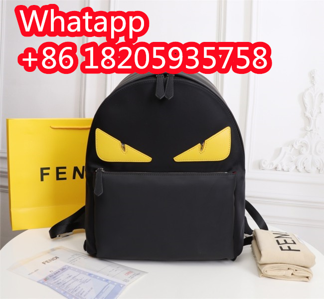 Fendi Mens Womens Bags Backpacks Luxury Brand 7VZ012A2FSF0R2A Backpack in black nylon Whatapp