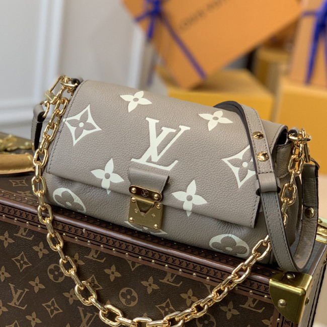 Louis Vuitton Womens Bags Clutch Shoulder Bags Luxury Brand Fashion Type Messenger Bags FAVORITE M45836 with Original Box Tourterelle Gray/Cream Monogram Empreinte embossed supple grained cowhide leather and supple grained cowhide leather Whatapp