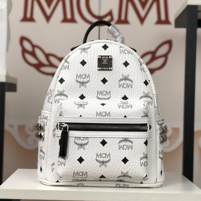 MCM Women Bags Backpacks Luxury Brand Stark Backpack in Geo Laurel Visetos with Original Box Whatapp