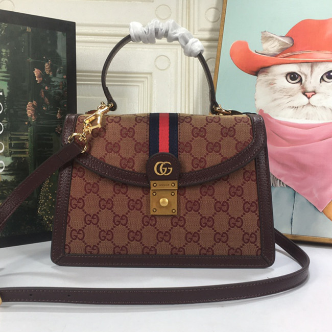 Gucci Womens Bags Shoulder Messenger Bag Luxury Brand Gucci Ophidia small top handle bag in GG supreme canvas with Original Box 651055 96IWX 9794 Whatapp