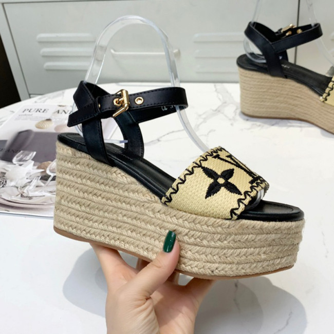 Louis Vuitton Womens Shoes Sandals Leather Design Luxury Brand Summer Fashion Sandals BOUNDARY WEDGE SANDAL with Original Box Whatapp