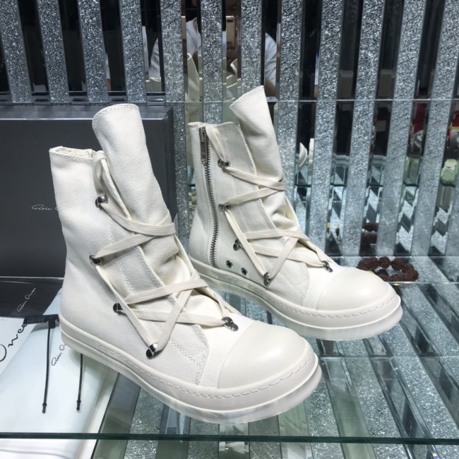 Rick Owens Men Shoes Sneakers Leather High-Top Breathable Mens Casual Shoes Ankle Boots with Original Box Whatapp