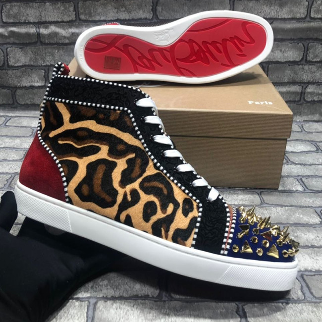 Christian Louboutin Mens Shoes Luxury Brand Red Bottom Design Louis Junior Spikes Flat with Original Box CL sneakers Whatapp