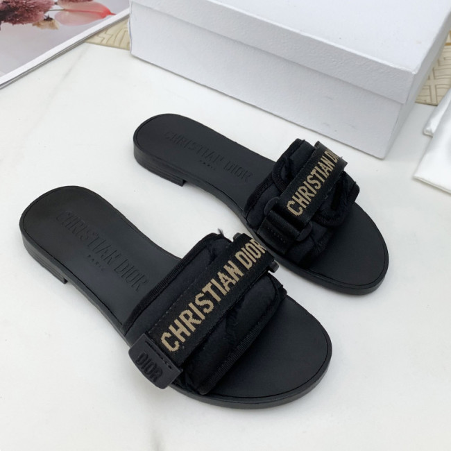 Dior Womens Shoes Sandals Slippers Slide Luxury Brand DIO(R)EVOLUTION SLIDE Shiny Technical Fabric with Dior Oblique Print with Original Box Whatapp