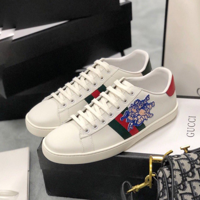 Gucci Womens Shoes Fashion Sneakers Lace-Up Luxury Brand Women's Ace Embroidered Sneaker with Original Box Whatapp