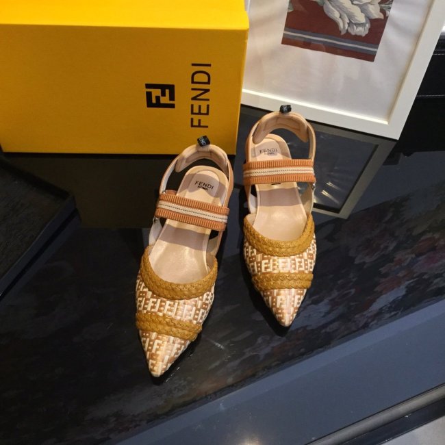 Fendi Womens Shoes COLIBRÌ Raffia Slingbacks 2.0cm Whatapp