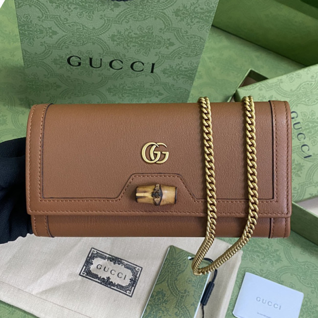 Gucci Womens Mens Bags Wallets Luxury Brand Gucci Diana chain wallet with bamboo in leather with Original Box 658243 17Q0T 9022 Whatapp