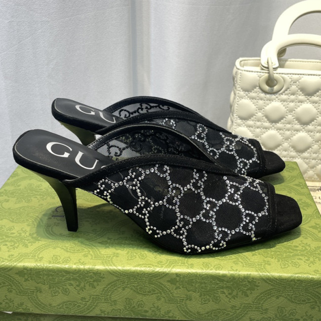 Gucci Womens Shoes Slide Slippers Luxury Brand Women's GG 7.5cm Heel Slipperswith Original Box Whatapp