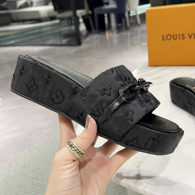 Louis Vuitton Womens Shoes Sandals Slippers Luxury Brand Louis Vuitton JUMBO FLATFORM MULE with Original Box 1A9QYY Whatapp