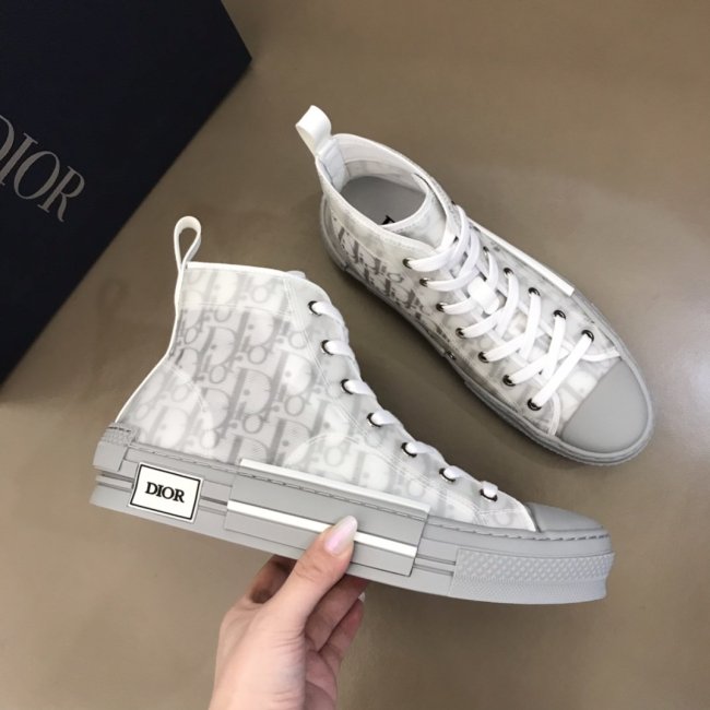 Dior Men Shoes Casual Luxury Brand B23 High-Top Sneaker Reflective Gray Dior Oblique Canvas 3SH118YNT_H068 Whatapp