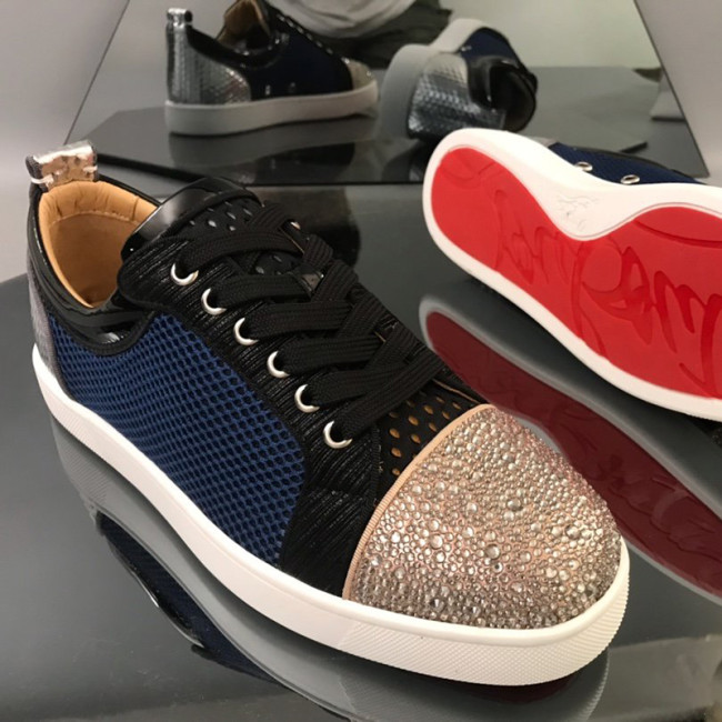 Christian Louboutin Mens Shoes Luxury Brand Red Bottom Design Louis Junior Spikes Flat with Original Box CL sneakers Whatapp