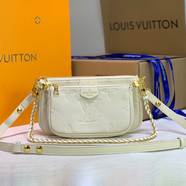 Louis Vuitton Womens Bags Clutch Wallets Luxury Brand Fashion Type Messenger Bags MULTI POCHETTE ACCESSOIRES M80447 Cream Embossed supple grained cowhide leather Whatapp