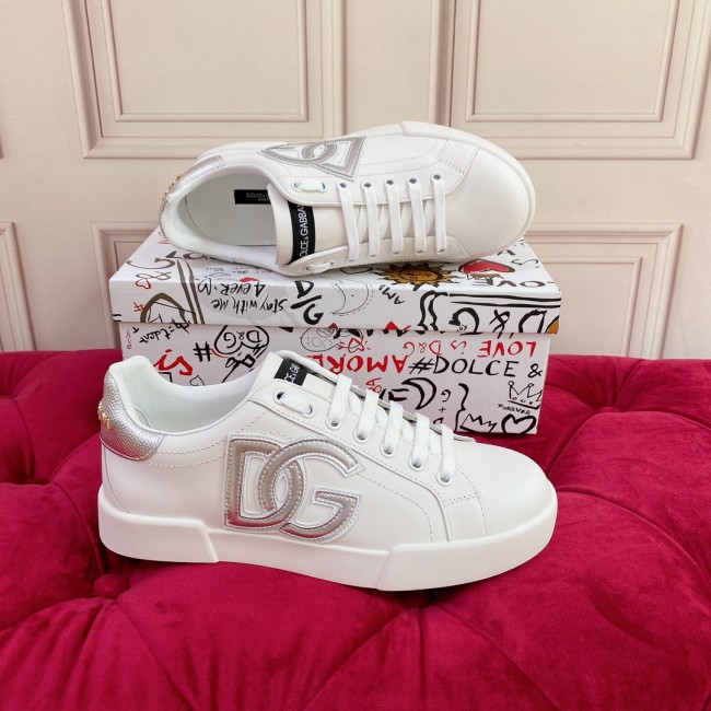 Dolce&Gabbana Womens Mens Shoes Fashion Sneakers Luxury Brand Calfskin Nappa Portofino Sneakers With Lettering Whatapp