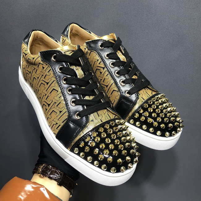 Christian Louboutin Mens Shoes Luxury Brand Red Bottom Design Louis Junior Spikes Flat with Original Box CL sneakers Whatapp