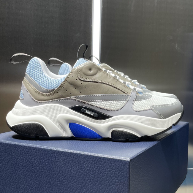 Dior Mens Shoes Sneakers Luxury Brand Breathable Design B22 SNEAKER White and Blue Technical Mesh and Gray Calfskin with Original Box 3SN231YXX_H865 Whatapp