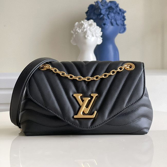 Louis Vuitton Womens Bags Shoulder Bag Luxury Brand LV NEW WAVE CHAIN BAG Black Smooth cowhide leather with Original Box M58552 Whatapp