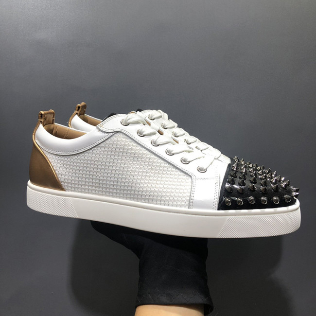 Christian Louboutin Mens Shoes Luxury Brand Red Bottom Design Louis Junior Spikes Flat with Original Box CL sneakers Whatapp