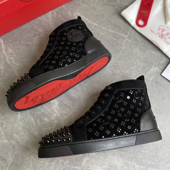 Christian Louboutin Mens Shoes Luxury Brand Red Bottom Design Louis Junior Spikes Flat with Original Box CL sneakers Whatapp