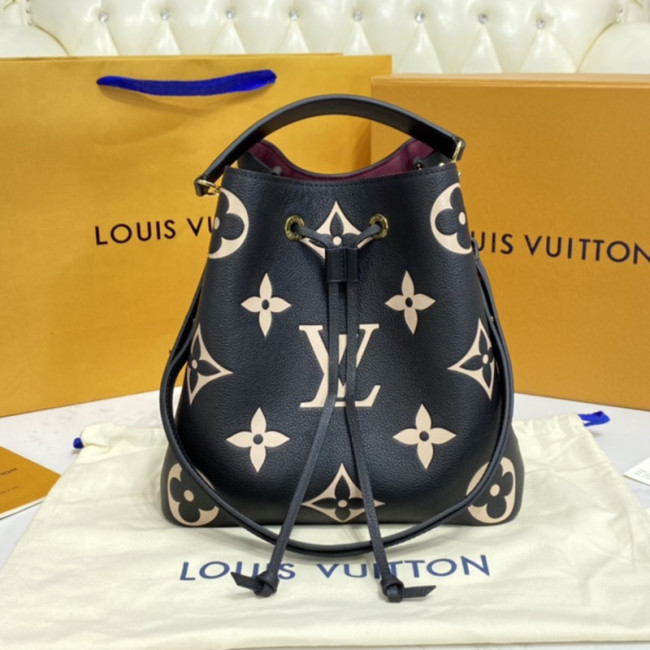 Louis Vuitton Womens Bag Crossbody Design NÉONOÉ MM Black/Beige Bicolor Monogram Empreinte Leather Luxury Brand with Original Box M45497 Whatapp