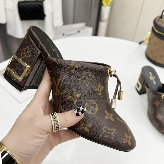 Louis Vuitton Womens Shoes Pumps Sandals Slippers Leather Design Luxury Brand Fashion Sandals with Original Box 6.5cm Heel Whatapp