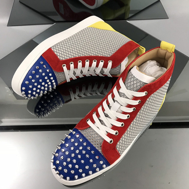 Christian Louboutin Mens Shoes Luxury Brand Red Bottom Design Louis Junior Spikes Flat with Original Box CL sneakers Whatapp