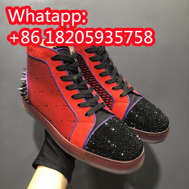 Christian Louboutin Mens Shoes Luxury Brand Red Bottom Design Louis Junior Spikes Flat with Original Box CL sneakers Whatapp