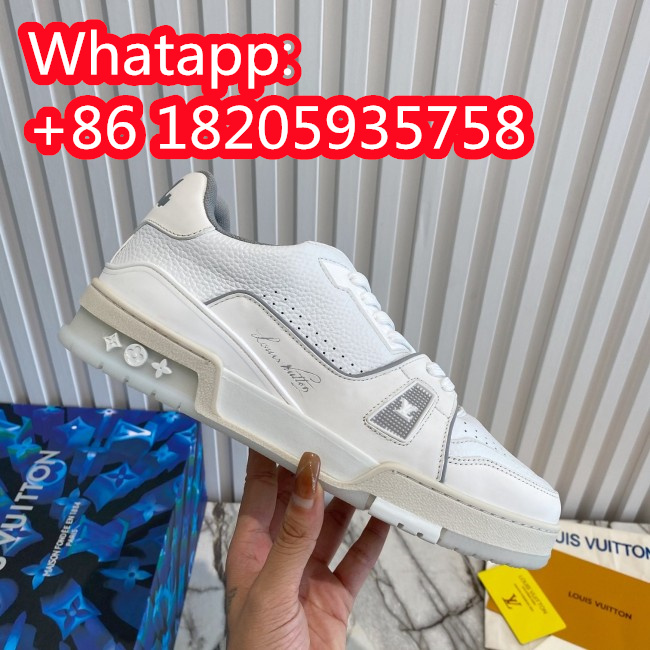 Louis Vuitton Men Shoes Fashion Design Luxury Brand LV TRAINER SNEAKER 1A8WB9 White Grained calf leather with Original Box Whatapp