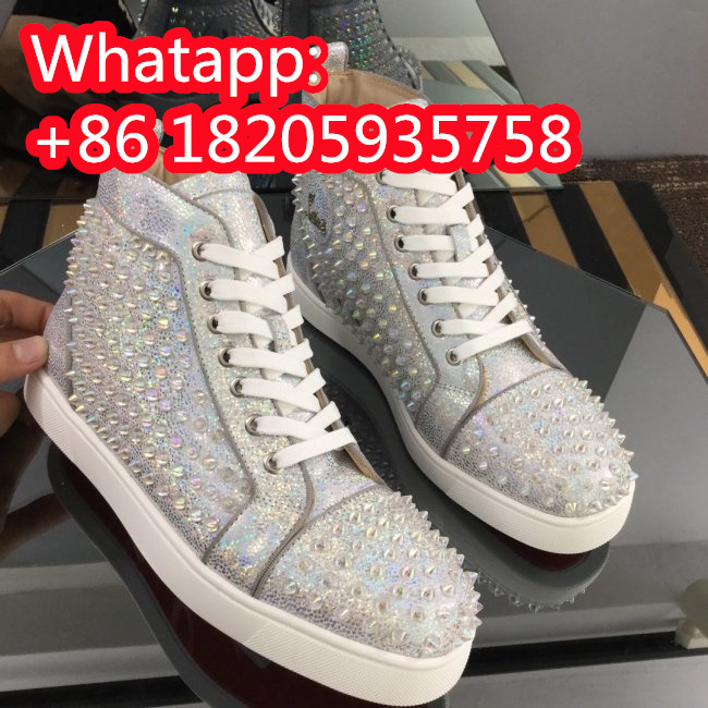 Christian Louboutin Mens Shoes Luxury Brand Red Bottom Design Louis Junior Spikes Flat with Original Box CL sneakers Whatapp