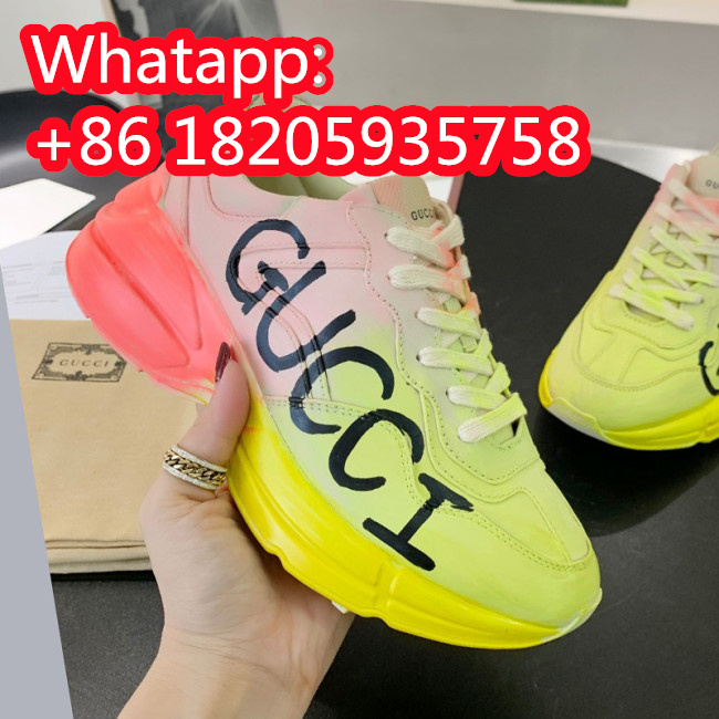 Gucci Mens Shoes Sneakers Luxury Brand Men's Rhyton leather sneaker with Original Box Whatapp