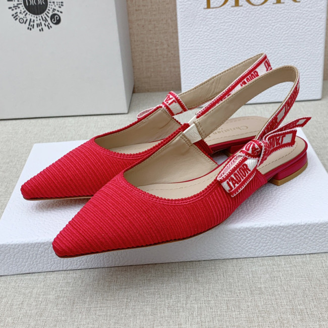 Dior Women Shoes Pumps Luxury Design Fashion Type Flat Heel Shoes for Wedding Style J'ADIOR SLINGBACK BALLERINA Cotton Fabric with Original Box Flat Whatapp