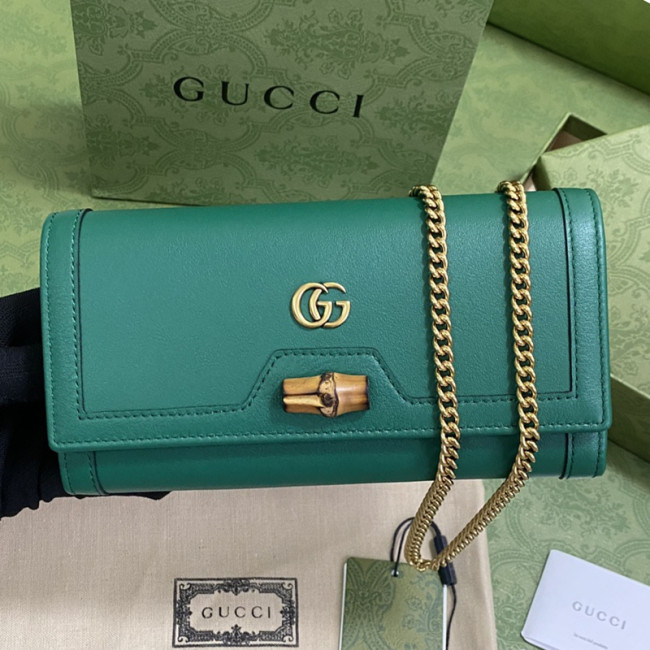 Gucci Womens Mens Bags Wallets Luxury Brand Gucci Diana chain wallet with bamboo in leather with Original Box 658243 17Q0T 9022 Whatapp