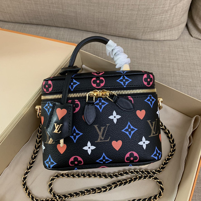 Louis Vuitton Womens Bags Handbags Luxury Brand Black GAME ON VANITY PM Messenger Shoulder Bags with Original Box M57482 Whatapp