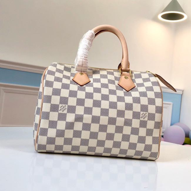 Louis Vuitton Womens Bags Luxury Brand Fashion Type SPEEDY 25 Damier Azur Canvas with Original Box N41371 Whatapp