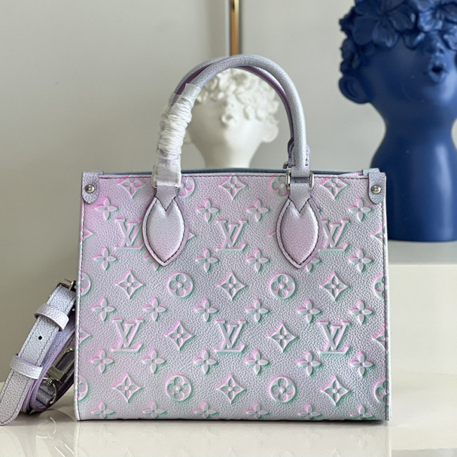 Louis Vuitton Womens Bags Handbags Luxury Brand LV ONTHEGO PM M46067 Handbags for Women Lilas Purple Sprayed and embossed grained cowhide leather Whatapp